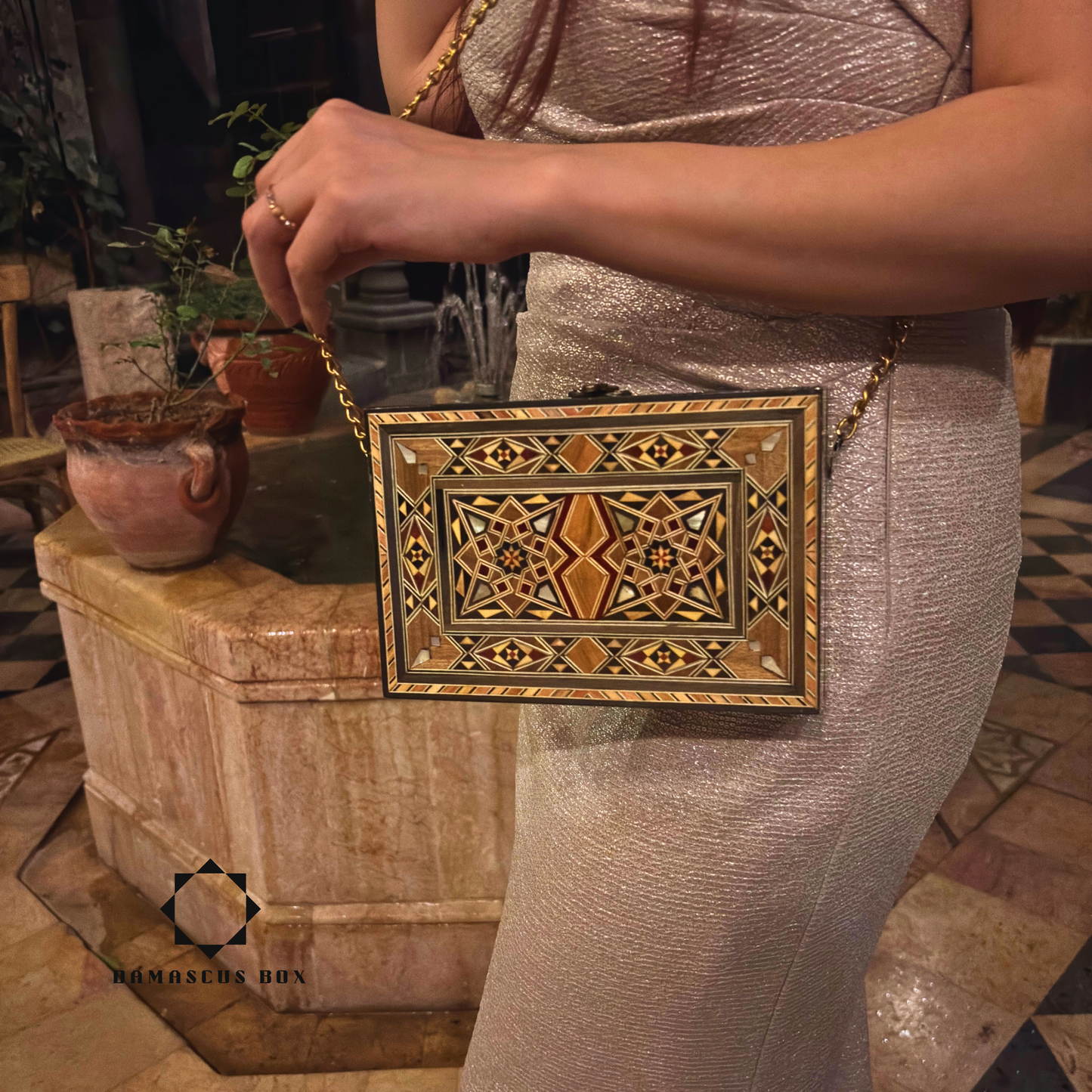 Damaszener Mosaik-Handtasche mit Perlmutt – Handgefertigte Orientalische Eleganz