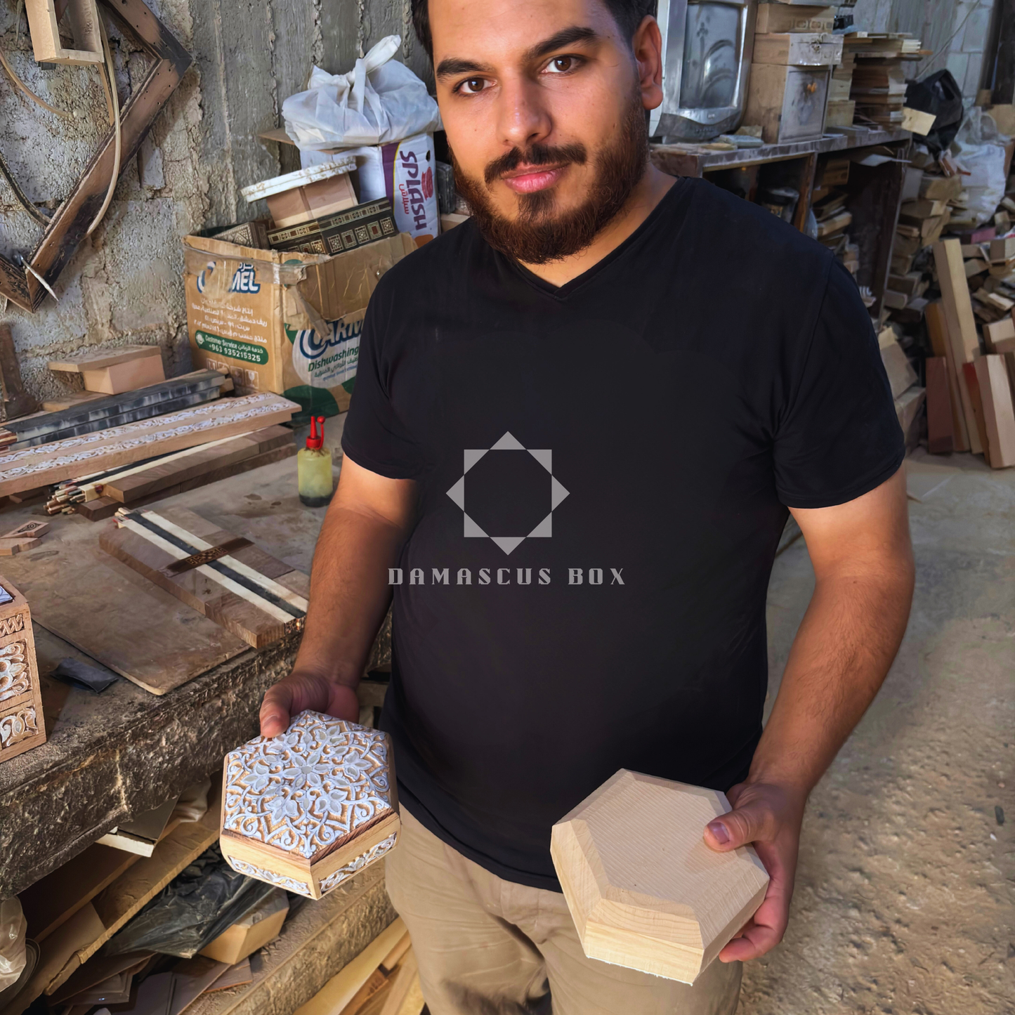 Caja de Joyas Damasquina Hecha a Mano – Diseño de Lujo con Nácar