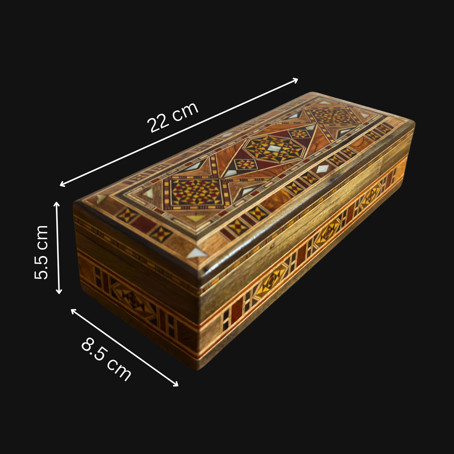 Damasceense Sieraden-, Pennen- & Rozenkransdoos – Handgemaakt met Parelmoer