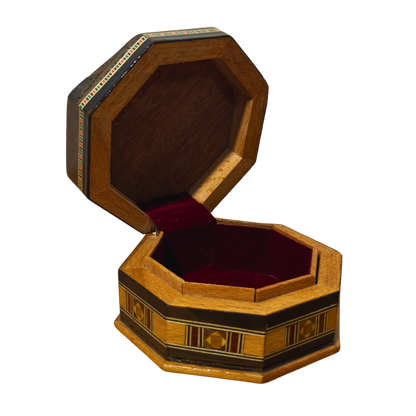 Handgefertigte Mosaik-Schatulle aus Damaskus – Holzkunst & Samt