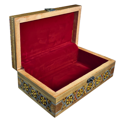 Handcrafted Damascene Mosaic Box – Mother of Pearl & Carved Elegance