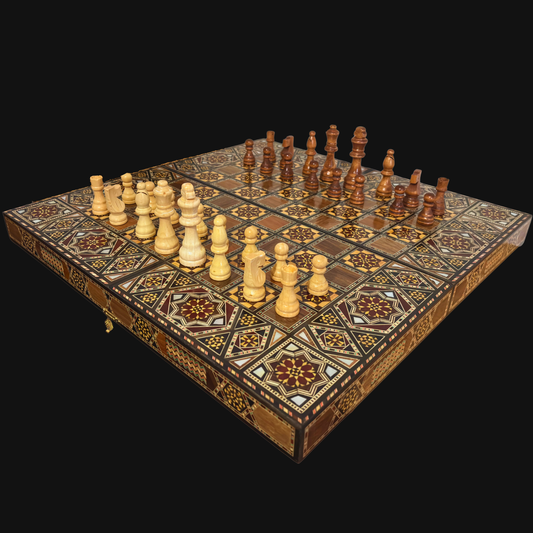 Handcrafted Damascene Backgammon & Chess Table by Gaby Al Dayeh – Masterpiece with Mother of Pearl Inlay