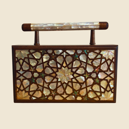 Falak – Clutch Damascena di Lusso con Madreperla e Interno in Broccato