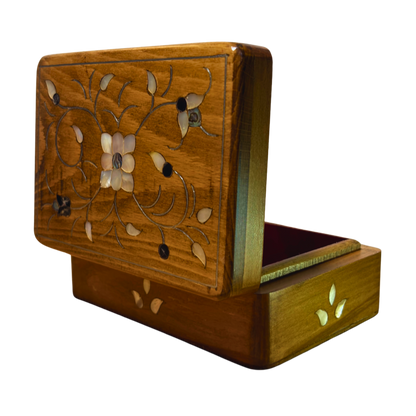 Caja Damasquina de Lujo Hecha a Mano – Nácar y Terciopelo