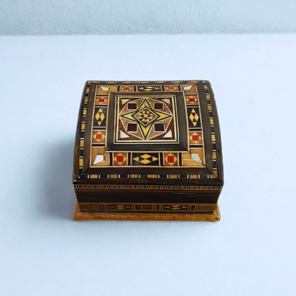 Handcrafted Mosaic Box – Traditional Damascus Art & Velvet Interior