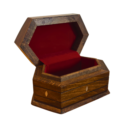 Ręcznie Rzeźbione Pudełko z Buku – Masa Perłowa i Aksamit, Ponadczasowy Wschodni Styl