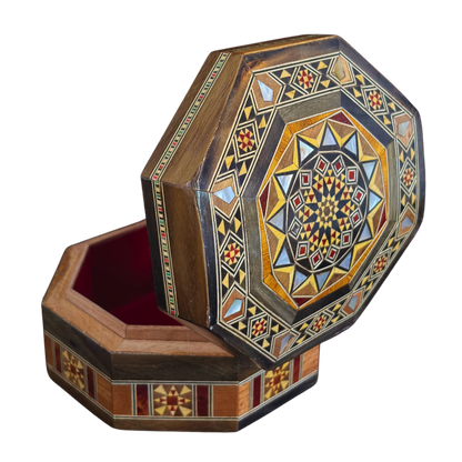 Elegant Damascene Mosaic Box – Mother of Pearl & Velvet