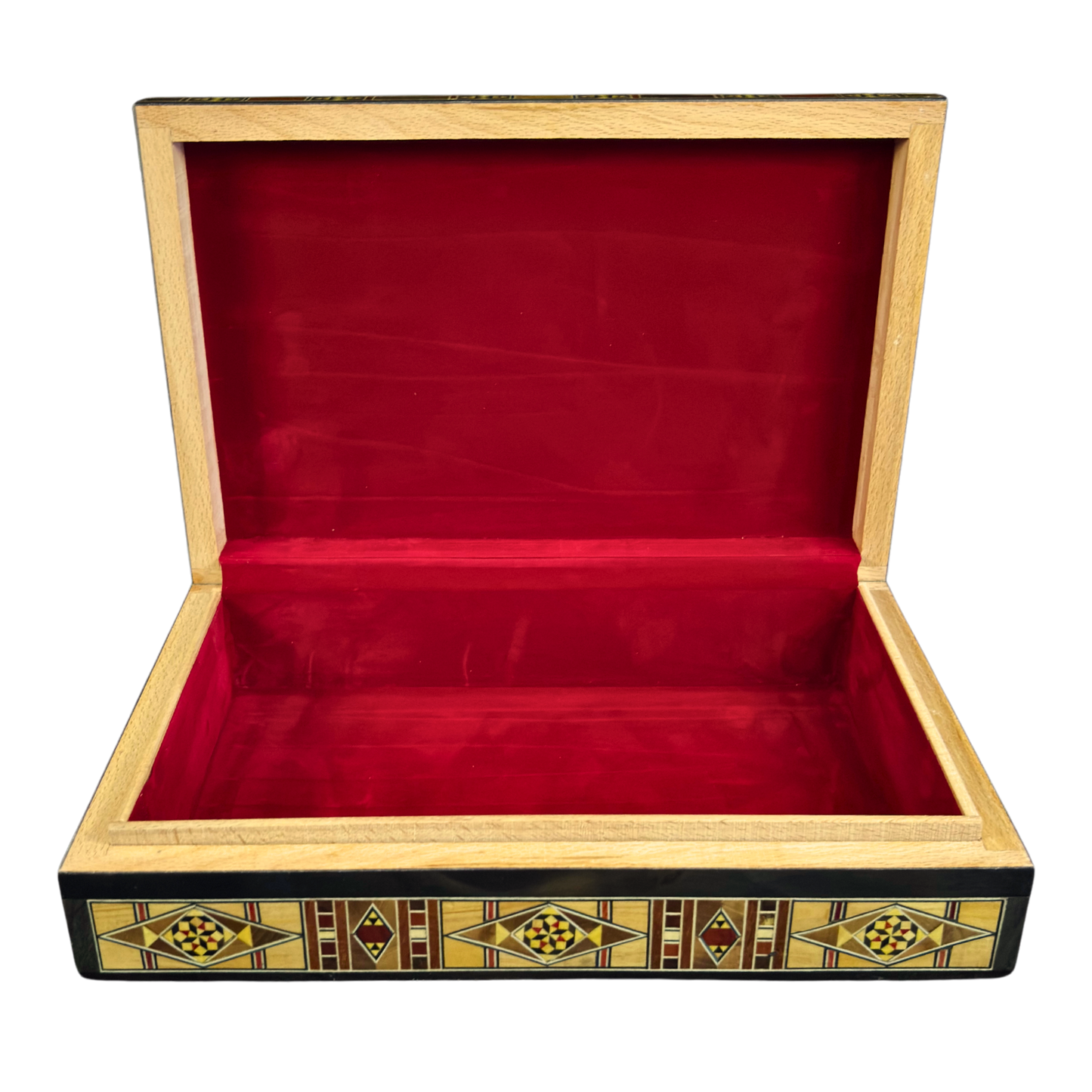 Handcrafted Mosaic Box – Damascene Art & Velvet Interior