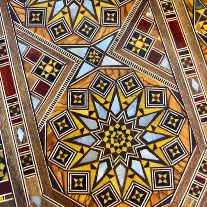 Handcrafted Damascene Mosaic Box – Mother of Pearl & Velvet Elegance