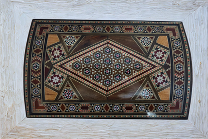 Scatola mosaico damascena vintage 1970 – Multilivello con serratura e chiave | Unica nel suo genere