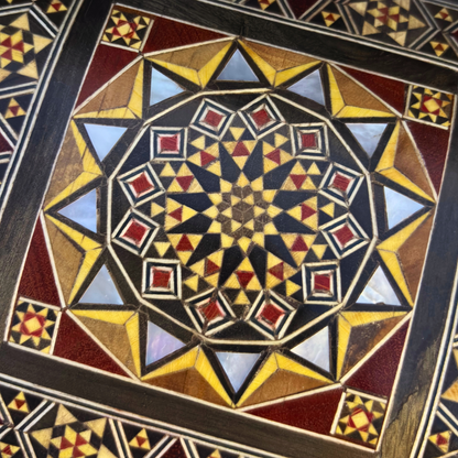 Elegant Damascene Mosaic Box – Mother of Pearl & Velvet