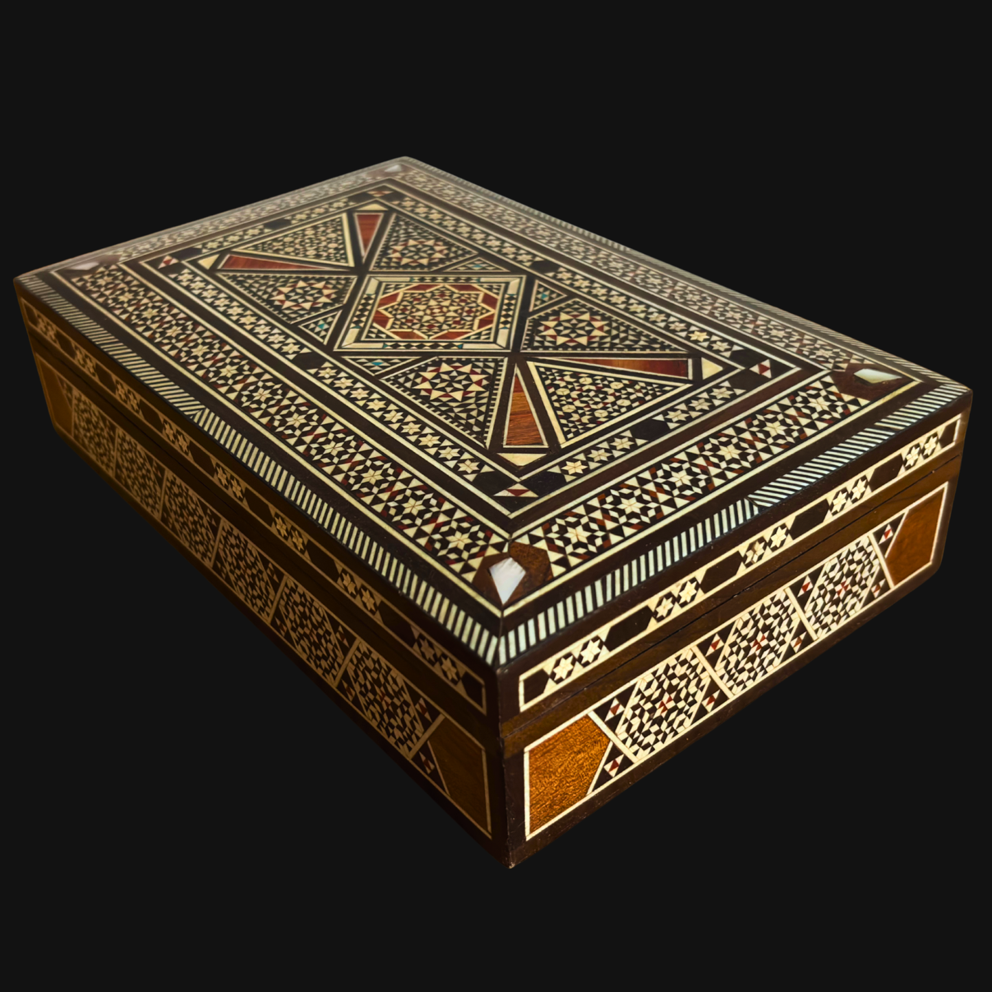 Caja Damasquina Vintage 1970 – Arte con Incrustaciones de Nácar