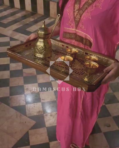 Bandeja Damasquina em Madeira – Madre Pérola & Tons Naturais da Madeira