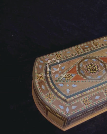 Elegant Mosaic Box – Damascene Art & Velvet Interior